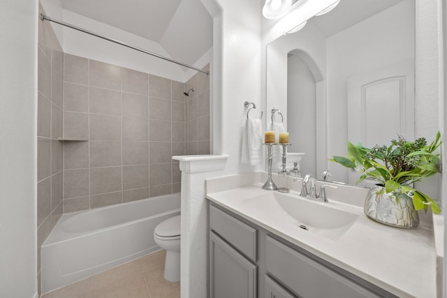 18719 Big Elm Dr, Cypress, TX 77433 - full bath featuring tile patterned flooring, toilet, vanity, and  shower combination