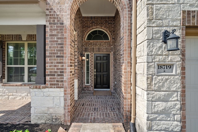 18719 Big Elm Dr, Cypress, TX 77433 - doorway to property with brick siding and stone siding
