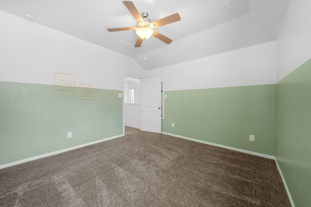 18719 Big Elm Dr, Cypress, TX 77433 - additional living space featuring ceiling fan, carpet floors, vaulted ceiling, and baseboards
