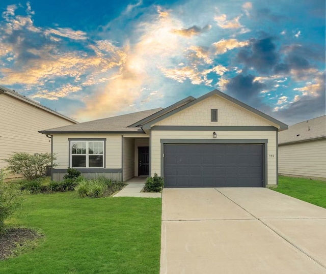 992 Blue Beech Ln, Brookshire, TX 77423 - ranch-style home with a garage, a front yard, and driveway