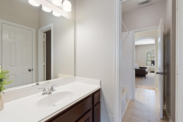 18430 S Settlers Shore Dr, Cypress, TX 77433 - full bath featuring vanity, tile patterned floors, and shower / bath combo