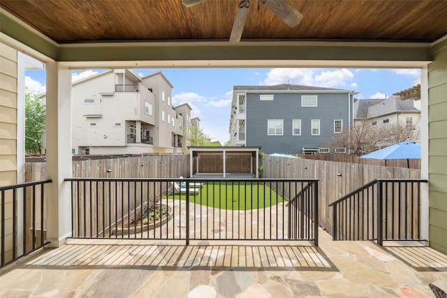 1332 W 25th St Unit A, Houston, TX 77008 - view of patio / terrace featuring a ceiling fan and a residential view