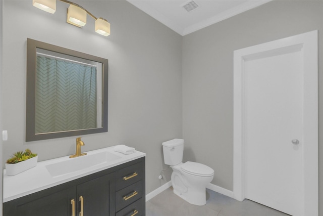 9206 Gene St, Needville, TX 77461 - bathroom with vanity, crown molding, and tile patterned flooring