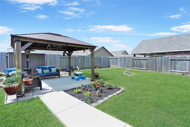 15482 Sicomoro Viejo St, Channelview, TX 77530 - view of yard featuring a gazebo, an outdoor hangout area, and a patio