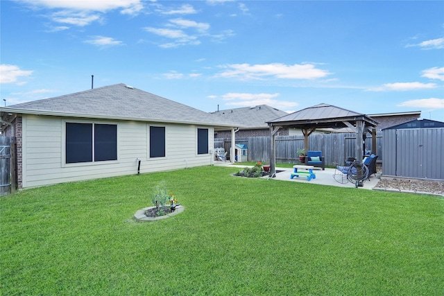 15482 Sicomoro Viejo St, Channelview, TX 77530 - rear view of house with a patio, a gazebo, and roof with shingles