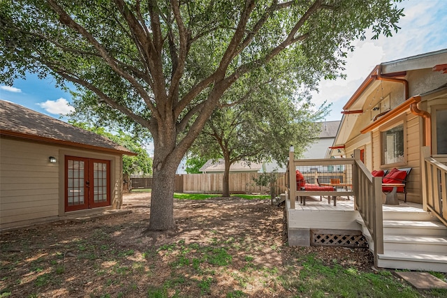 901 W 21st St, Houston, TX 77008 - view of yard featuring french doors and a wooden deck