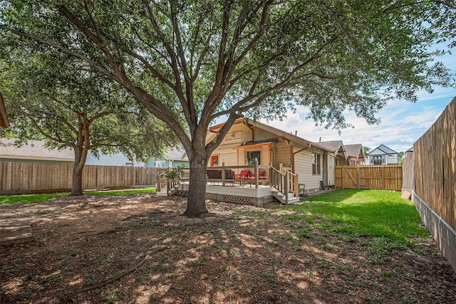 901 W 21st St, Houston, TX 77008 - rear view of house with a wooden deck and a fenced backyard