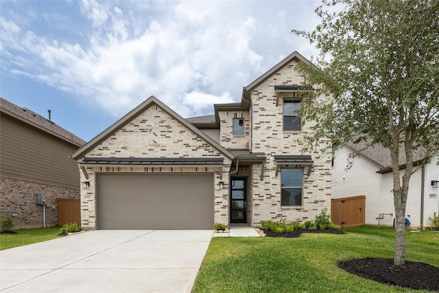 825 Coronado Terrace Ln, Katy, TX 77493 - view of front facade with a front lawn, driveway, an attached garage, and brick siding