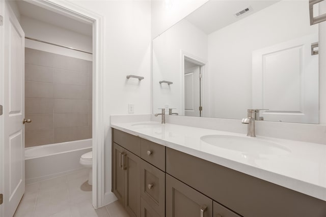 825 Coronado Terrace Ln, Katy, TX 77493 - full bath with double vanity, tile patterned flooring, and shower / bathtub combination