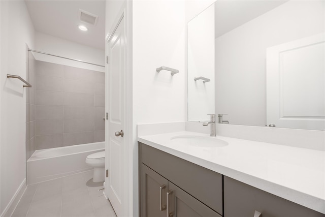 825 Coronado Terrace Ln, Katy, TX 77493 - bathroom featuring vanity, tile patterned floors, shower / washtub combination, and recessed lighting