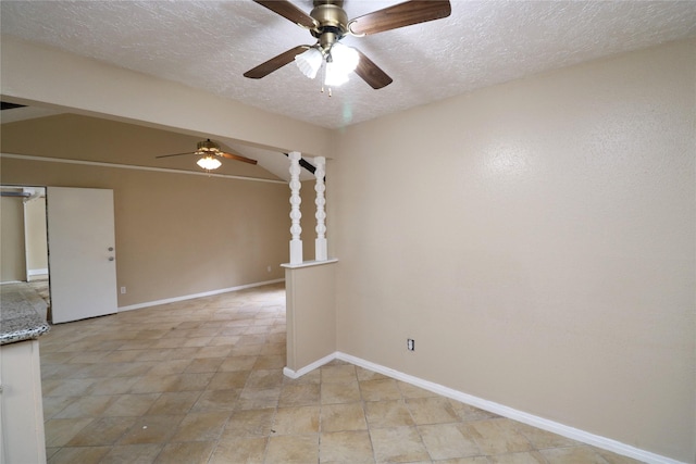 3911 Hermitage Hollow Ln, Houston, TX 77339 - empty room featuring a ceiling fan, a textured ceiling, and baseboards
