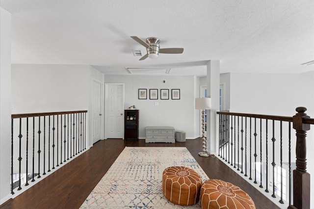4807 Louisa Ct, Sugar Land, TX 77478 - hall with attic access, dark wood-type flooring, and baseboards