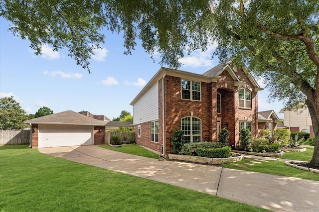 4807 Louisa Ct, Sugar Land, TX 77478 - traditional-style home with brick siding, concrete driveway, and a garage