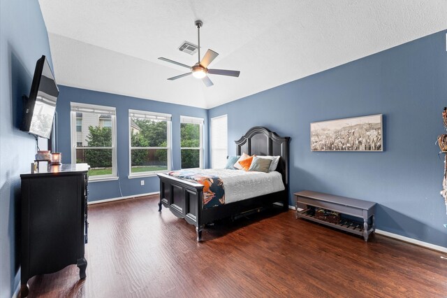 4807 Louisa Ct, Sugar Land, TX 77478 - bedroom with wood finished floors, ceiling fan, baseboards, and vaulted ceiling