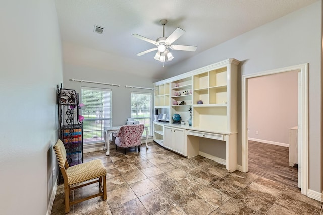 11519 Imperial Ln, Montgomery, TX 77316 - living area with an office area, ceiling fan, and baseboards