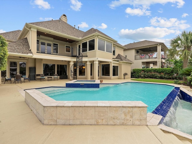 2905 Sea Channel Dr, Seabrook, TX 77586 - view of pool featuring stairs, a patio, a pool with connected hot tub, and outdoor lounge area