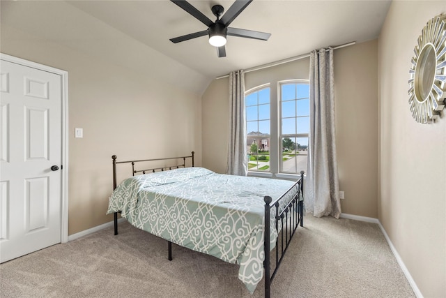 399 Black Walnut Dr, Conroe, TX 77304 - bedroom featuring carpet flooring, baseboards, a ceiling fan, and vaulted ceiling