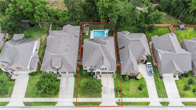 399 Black Walnut Dr, Conroe, TX 77304 - aerial view of residential area with property parcel outlined