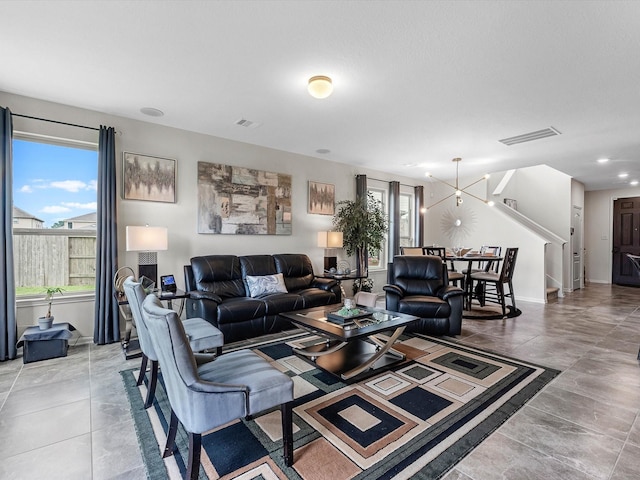 14306 Cedar Pine Ct, Houston, TX 77068 - living room with stairs, baseboards, recessed lighting, and light tile patterned floors