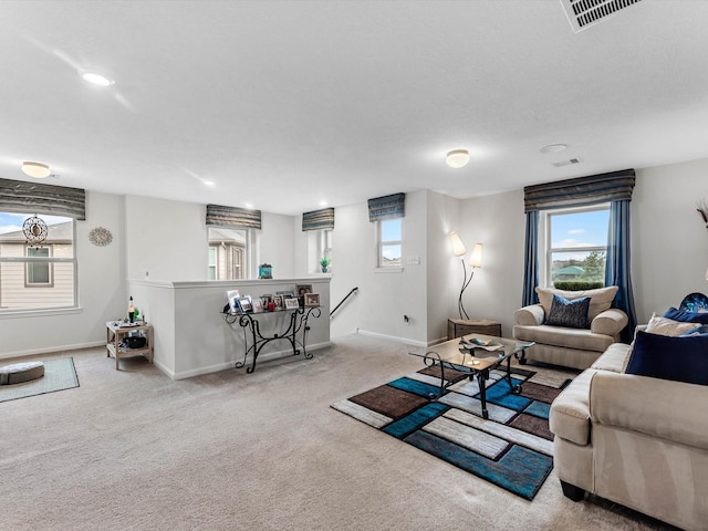 14306 Cedar Pine Ct, Houston, TX 77068 - living room with carpet, healthy amount of natural light, baseboards, and recessed lighting