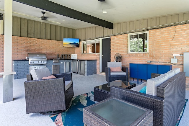 1240 Oakcrest Cir, Beaumont, TX 77706 - view of patio with outdoor lounge area and ceiling fan