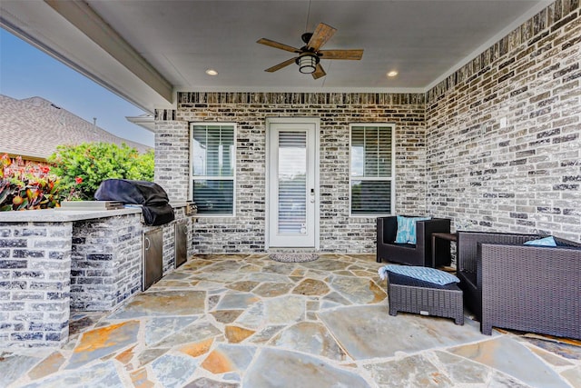 321 Twin Timbers Ln, Kemah, TX 77565 - view of patio with ceiling fan