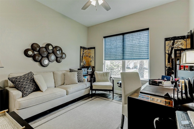 321 Twin Timbers Ln, Kemah, TX 77565 - home office with a ceiling fan and wood finished floors