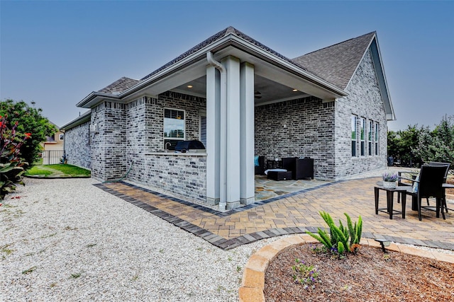 321 Twin Timbers Ln, Kemah, TX 77565 - view of patio / terrace featuring exterior kitchen and ceiling fan