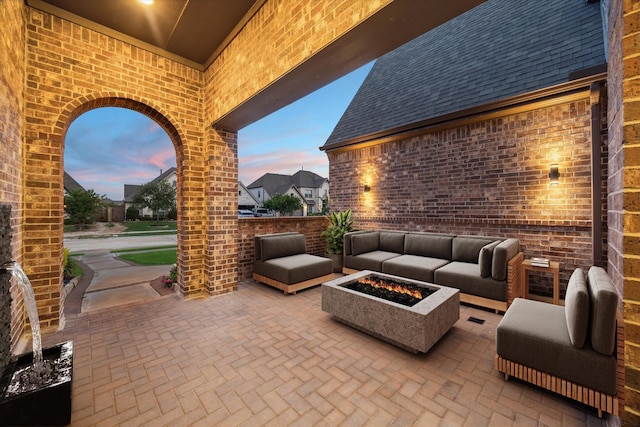 23910 Birchwood Lake Ln, Katy, TX 77493 - view of patio with an outdoor living space with a fire pit