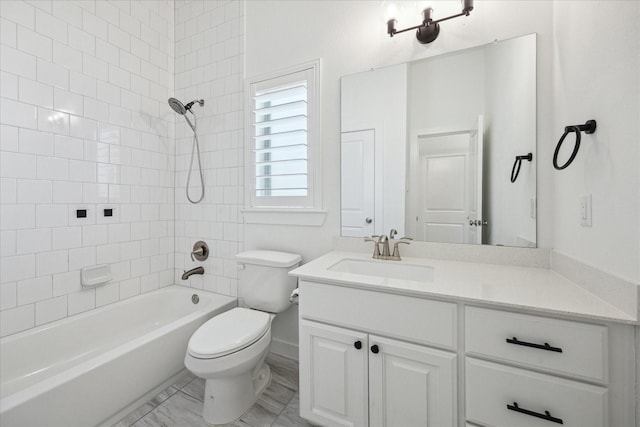 23910 Birchwood Lake Ln, Katy, TX 77493 - bathroom with vanity, shower / bath combination, toilet, and baseboards