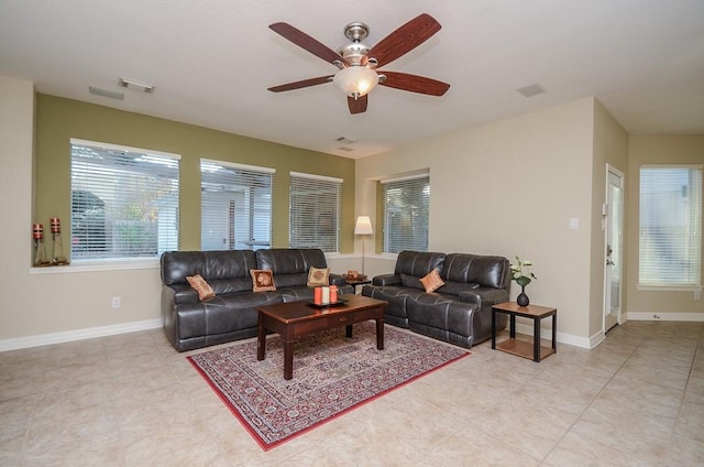 22503 Rippling Shore Ct, Katy, TX 77494 - living area with a ceiling fan and light tile patterned flooring