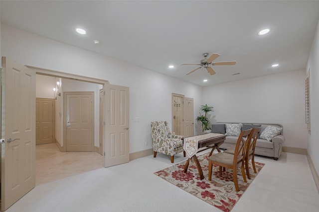 2034 Colquitt St Unit A, Houston, TX 77098 - office space featuring light colored carpet, a ceiling fan, recessed lighting, and baseboards