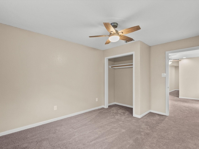 3422 N Elm Rd, Santa Fe, TX 77517 - unfurnished bedroom featuring carpet, baseboards, a closet, and a ceiling fan