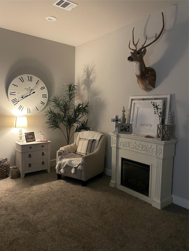 3295 Fm 524, Sweeny, TX 77480 - living area with carpet flooring and a fireplace