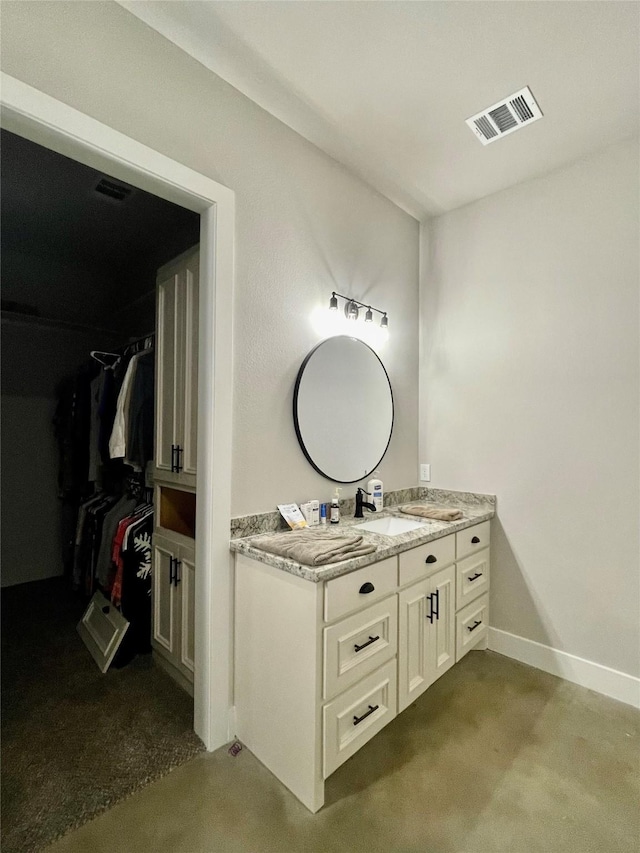 3295 Fm 524, Sweeny, TX 77480 - bathroom featuring vanity, a spacious closet, and baseboards