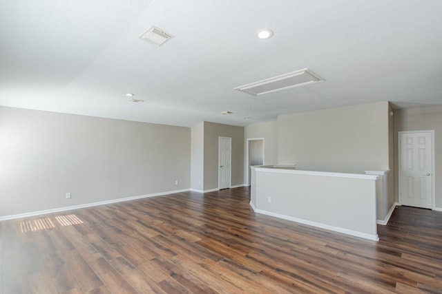 1802 Dominic Ln, Houston, TX 77049 - unfurnished room featuring attic access, recessed lighting, dark wood-style flooring, and baseboards