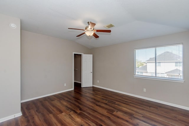 1802 Dominic Ln, Houston, TX 77049 - unfurnished bedroom featuring lofted ceiling, wood finished floors, baseboards, and ceiling fan