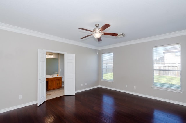 1802 Dominic Ln, Houston, TX 77049 - unfurnished room with wood finished floors, ceiling fan, crown molding, and baseboards