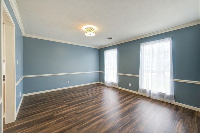 1322 Village Garden Dr, Missouri City, TX 77459 - empty room featuring dark wood-style flooring and ornamental molding