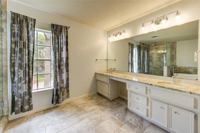 1322 Village Garden Dr, Missouri City, TX 77459 - bathroom featuring double vanity, a stall shower, and a bathtub