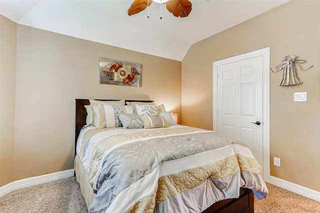 8215 Frontenac Dr, Houston, TX 77071 - carpeted bedroom featuring baseboards, lofted ceiling, and a ceiling fan