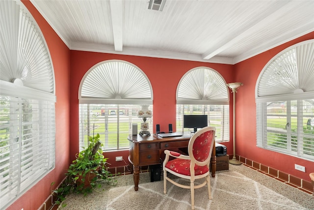 916 E James St, Baytown, TX 77520 - carpeted home office featuring baseboards