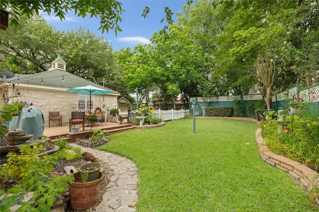 916 E James St, Baytown, TX 77520 - view of yard featuring a wooden deck