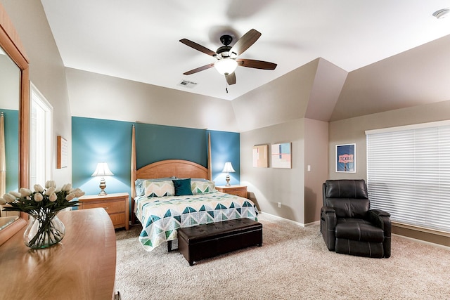 28515 Blue Holly Ln, Katy, TX 77494 - carpeted bedroom featuring baseboards, ceiling fan, and lofted ceiling