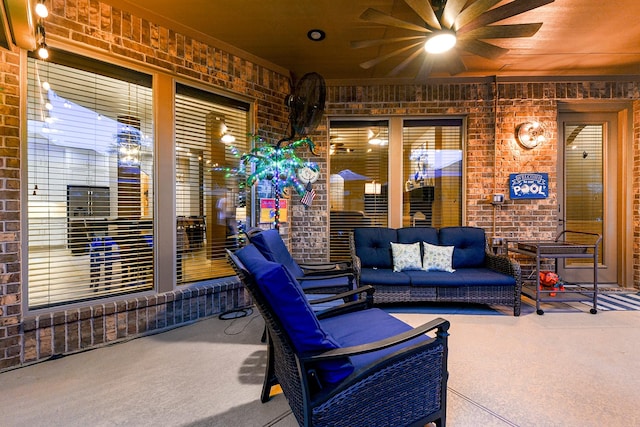 28515 Blue Holly Ln, Katy, TX 77494 - view of patio / terrace with ceiling fan and an outdoor living space