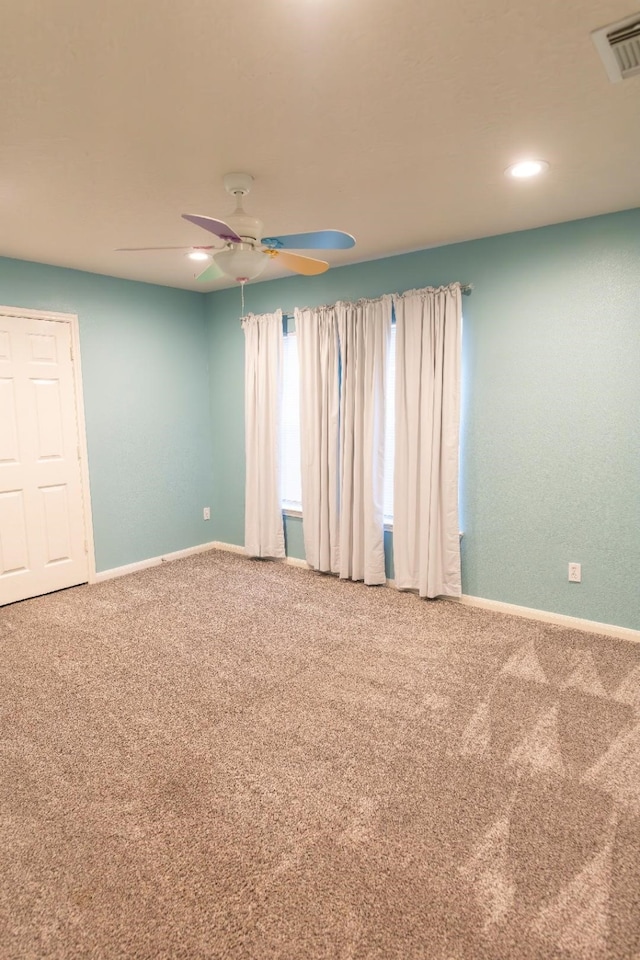 30615 S Sulphur Creek Dr, Magnolia, TX 77355 - carpeted spare room featuring a ceiling fan, baseboards, and recessed lighting