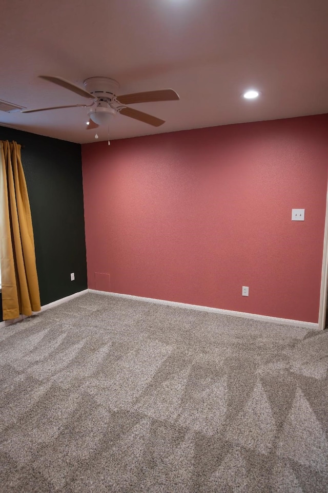 30615 S Sulphur Creek Dr, Magnolia, TX 77355 - unfurnished room with carpet floors, ceiling fan, recessed lighting, and baseboards