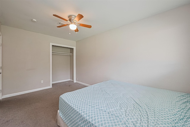 6134 Guadalupe St, Houston, TX 77016 - bedroom with a closet, carpet, ceiling fan, and baseboards