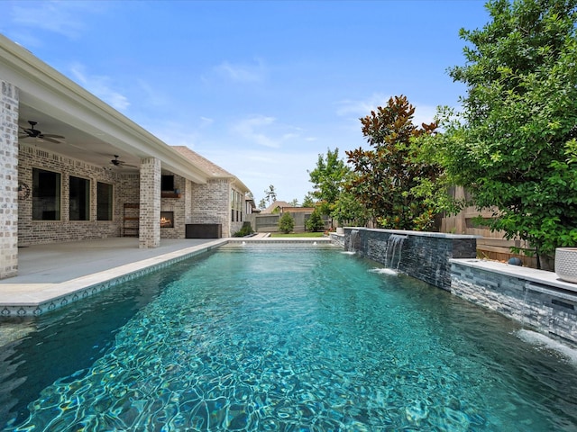 17511 Autumn Leaves Dr, Conroe, TX 77302 - view of pool with a ceiling fan, a patio area, and a fenced backyard