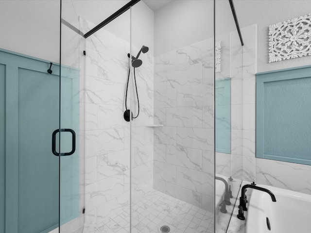 17511 Autumn Leaves Dr, Conroe, TX 77302 - bathroom with a stall shower and a tub